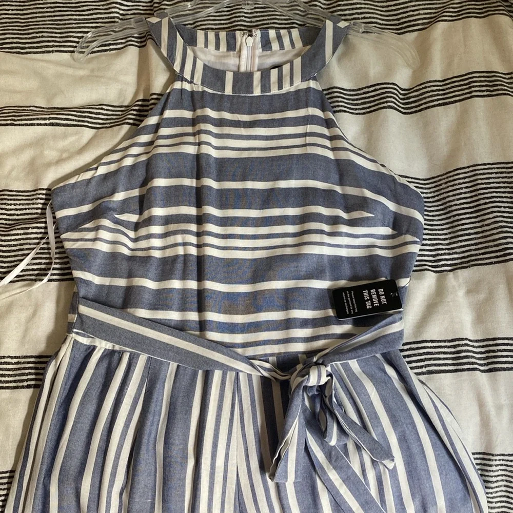 NWT Express Blue and White Striped Jumpsuit - Picture 4 of 6